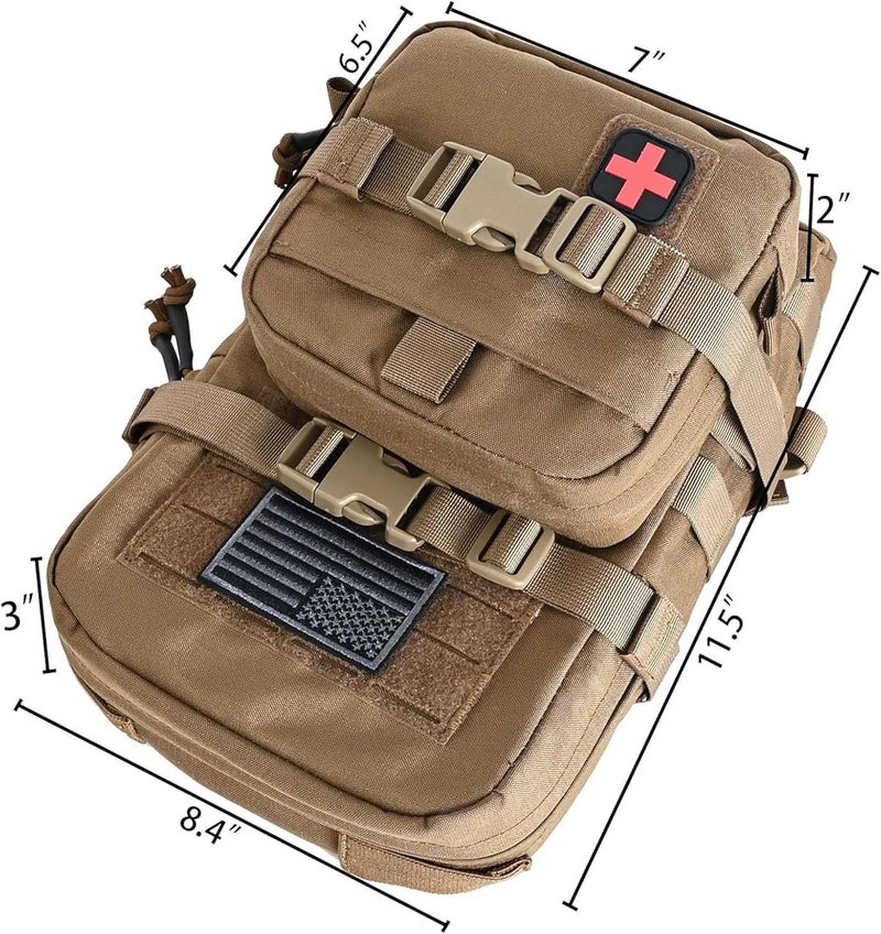 tactifans Tactical Mini Molle Hydration Pack,Molle Hydration Carrier with IFAK Pouch&US Flag&Med Patch,Hydropack for 2L Water Bladder - Image 2